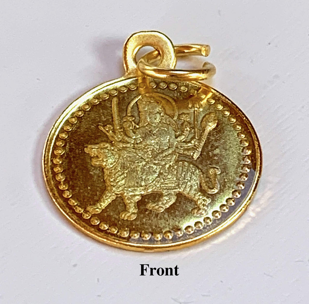 Durga Bisa Beesa Yantra Pendant - Astadhatu &amp; Golden Finish - Power, Protection, Fame