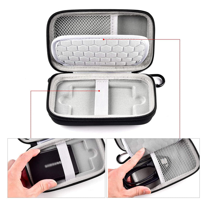 Case Compatible with Samsung T7/ T7 Touch Portable SSD 1TB 2TB 500GB USB 3.2 External Solid State Drive, Travel Carrying Storage Organizer Fits for USB Cables and More Accessories (Black)