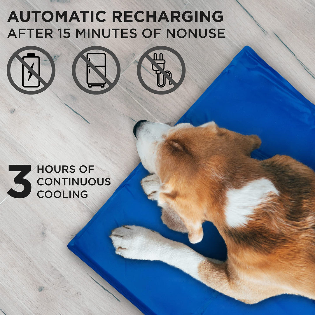 Dog Cooling Mat 23” x 35” Pad for Kennels, Crates, Beds, Non-Toxic, Durable Solid Self Cooling Gel No Refrigeration or Electricity Needed