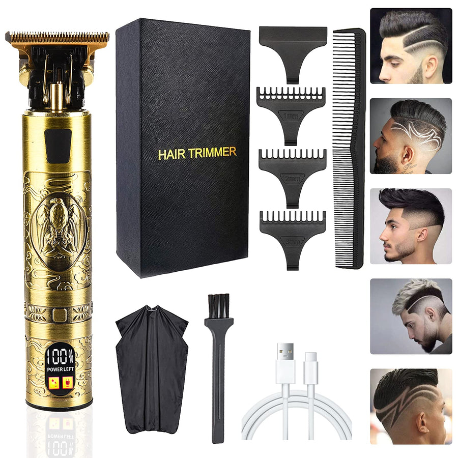Professional Hair Trimmer for Men, Cordless Rechargeable Edgers Hair Clippers for Men, Zero Gapped Beard Trimmers Haircut & Grooming Kit, Waterproof Electric Shaver Hair Cutting for Men