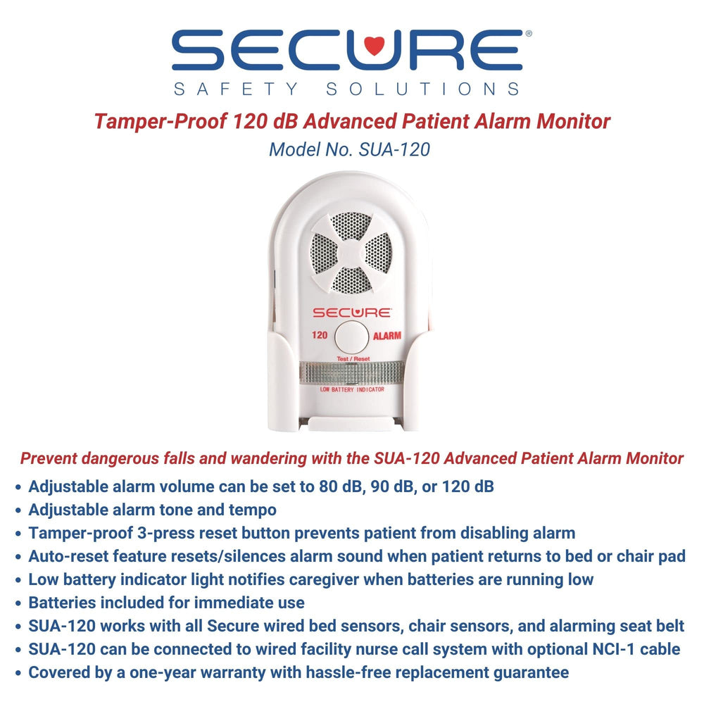 Secure 14BSET-5 Bed Exit Patient Sensor Pad Alarm for Elderly Fall and Wandering Prevention