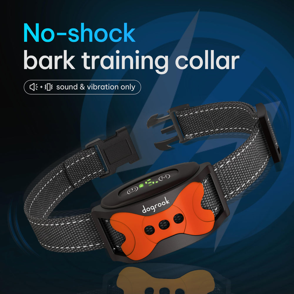 Rechargeable Dog Bark Collar - Smart, No Shock Dog Training Collar with Noise and Vibration - No Bark Collar - Anti Bark Waterproof Dog Collar - Small, Medium & Large Dog Collar - 12-110 lbs