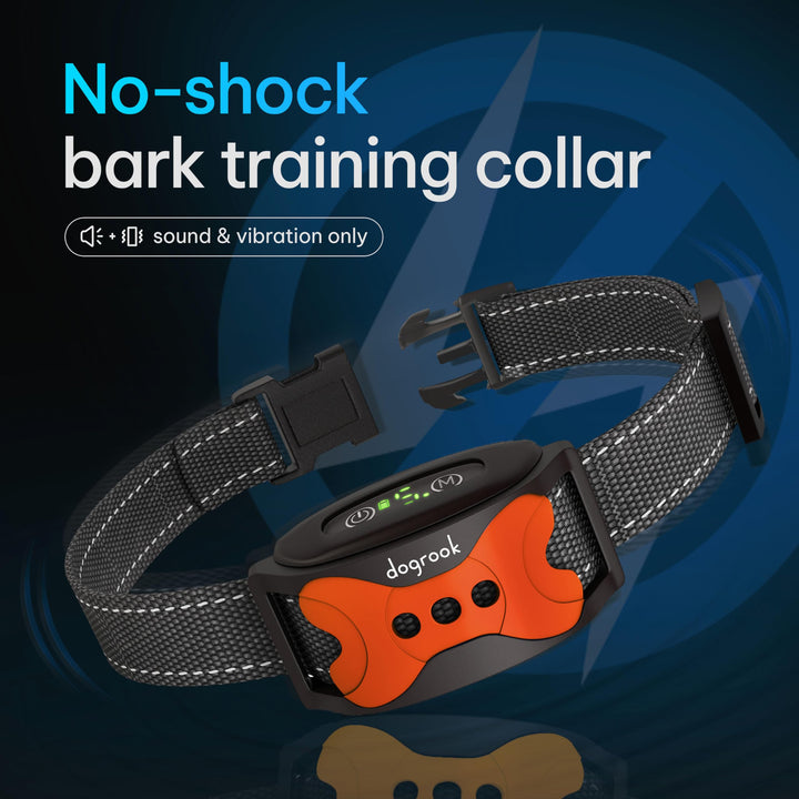 Rechargeable Dog Bark Collar - Smart, No Shock Dog Training Collar with Noise and Vibration - No Bark Collar - Anti Bark Waterproof Dog Collar - Small, Medium &amp; Large Dog Collar - 12-110 lbs