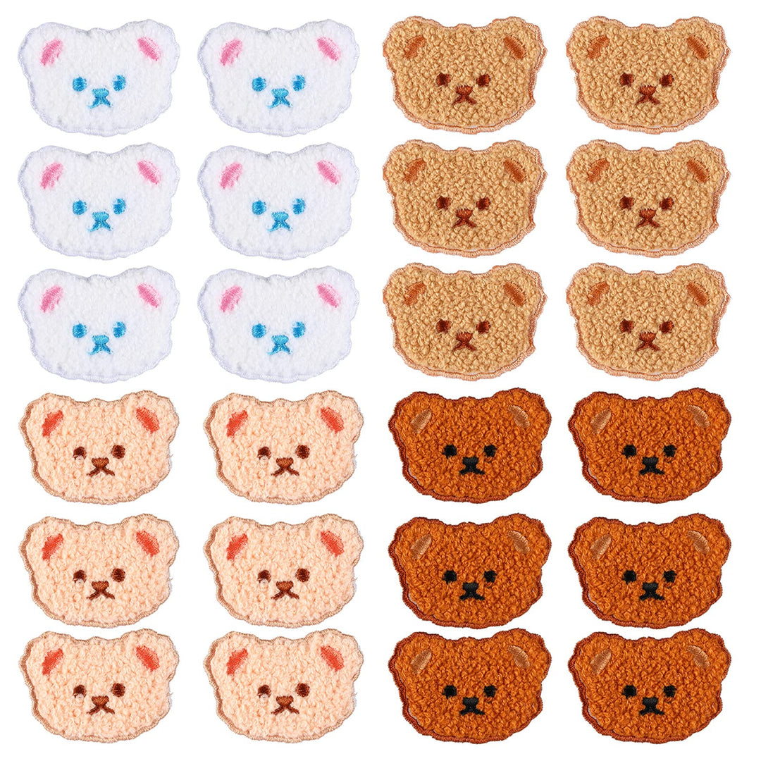 24 Pieces Bear Embroidery Patches Cartoon Bear Iron On 