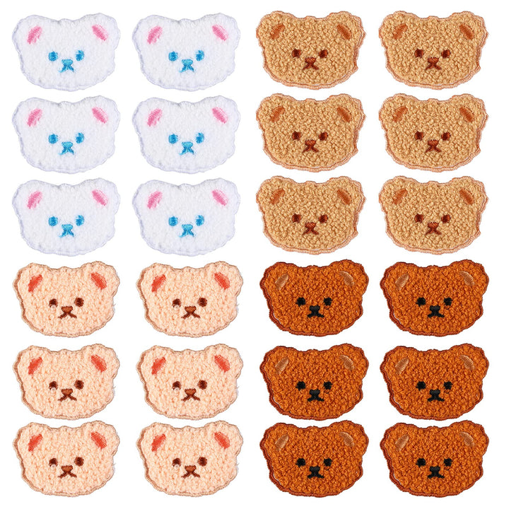 24 Pieces Bear Embroidery Patches Cartoon Bear Iron On 