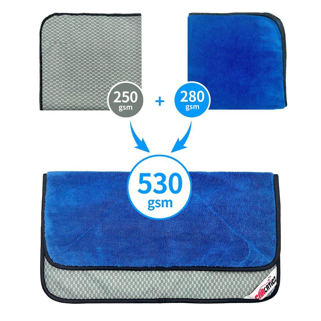 Microfiber Towels for Cars, Microfiber Cleaning Cloth for Cars, Waxing and Polishing Towels, Lint Free, Scratch-Free, High Absorption, Blue &amp; Gray, 16 in x 16 in, 530gsm, 6pack