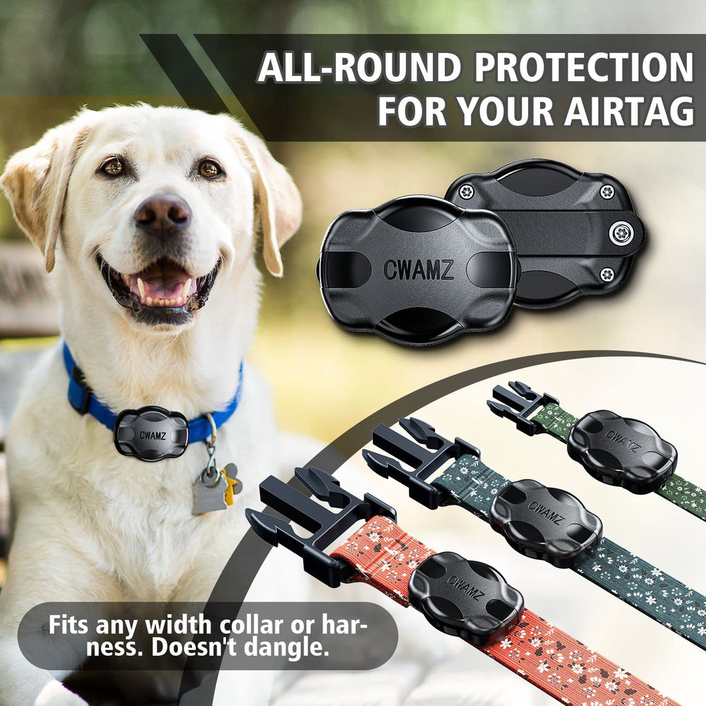 1PCS Airtag Dog Collar Holder for Apple AirTags Dog Collar Case Holder Waterproof,Pet Collar Case Anti-Lost Air Tag Case Holder with Cat Dog Collars Loop Backpack Accessories (1PCS-Black)