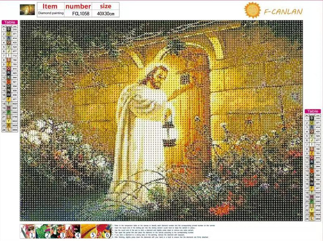 5D DIY Jesus Lamp Diamond Painting Set, Full Drill Religious Art Craft Kit for Adults (16X12 inches)
