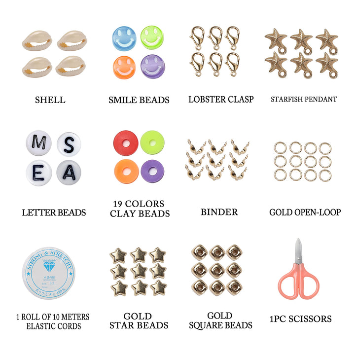 2022 New 4500 PCS Clay Beads for Bracelets Making, Polymer Clay Beads Kit 19 Colors Flat Beads for Jewelry Making DIY Round Disc Letter Beads for Necklace Making Set with Smiley Face Heishi Beads