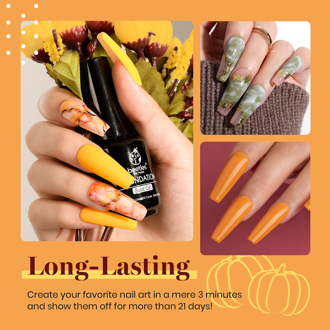 Beetles Gel Polish Set, Sunset Leaves Set Orange Green Gel Nail Polish Kit Autumn Fall Winter Soak Off UV Nail Lamp LED Cured, 7.3ml Each Bottle for Nail Art