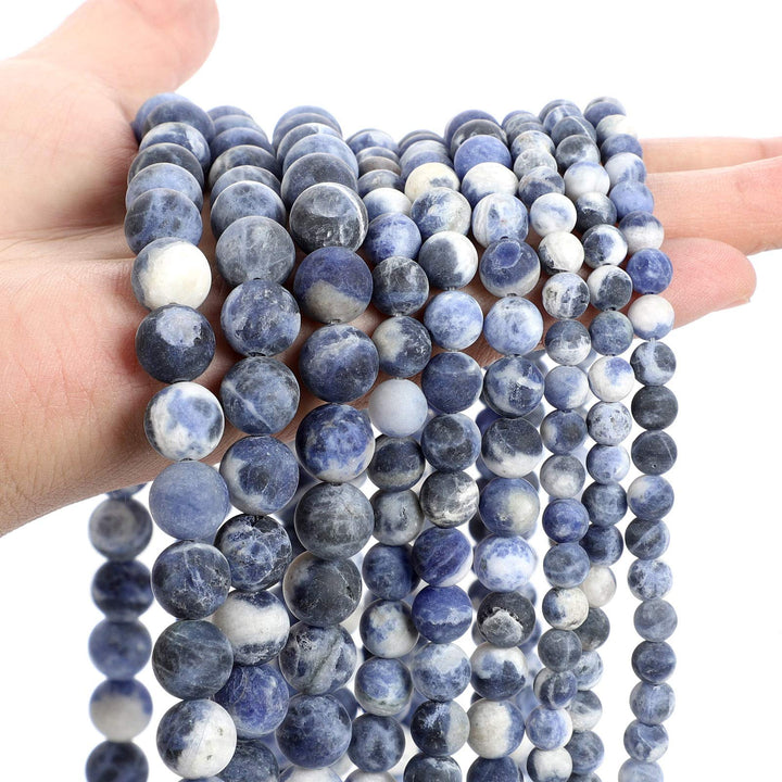 38pcs 10mmNatural Stone Beads,Unpolished Matte Flower Blue Pattern Gemstone Gem Strand, Round Loose Beads for Jewelry Making,Energy Stone Healing Power,DIY Making
