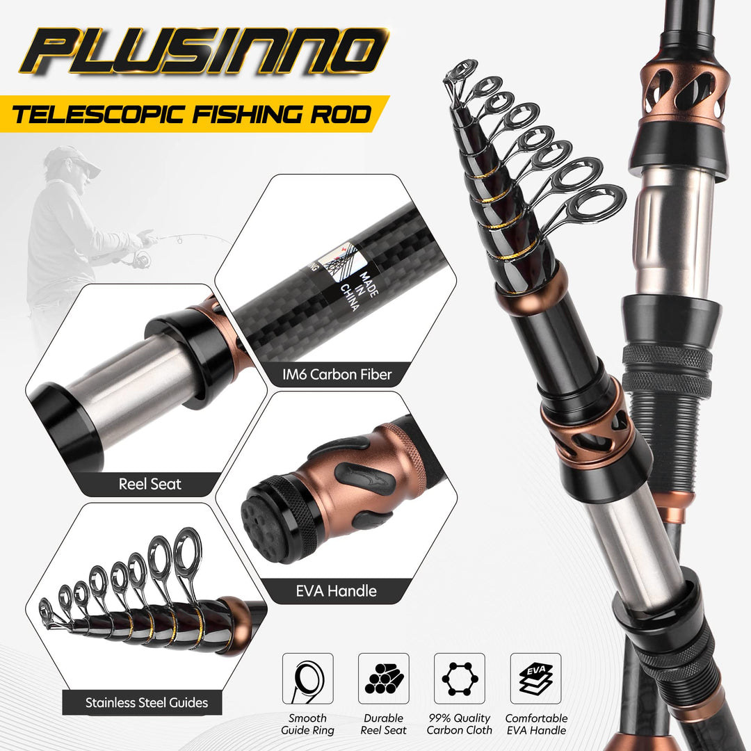 PLUSINNO Fishing Rod and Reel Combos, Toray 24-Ton Carb