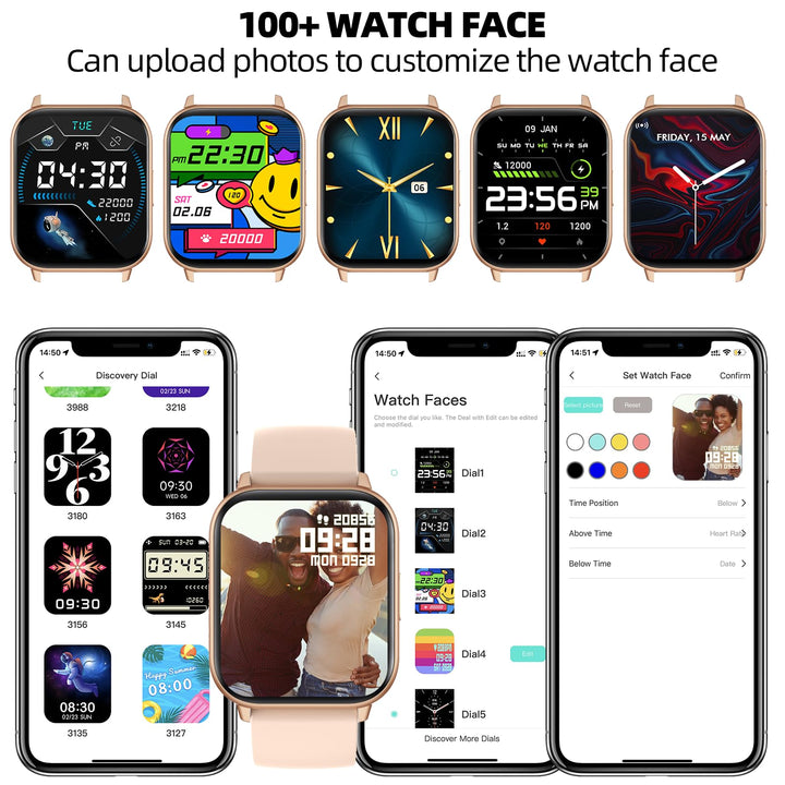 1.7'' Phone Smart Watch Answer/Make Calls, Fitness Watch with AI Control Call/Text, Android Smart Watch for iphone Compatible, Full Touch Smartwatch for Women Men, Heart Rate/Sleep Monitor Watch
