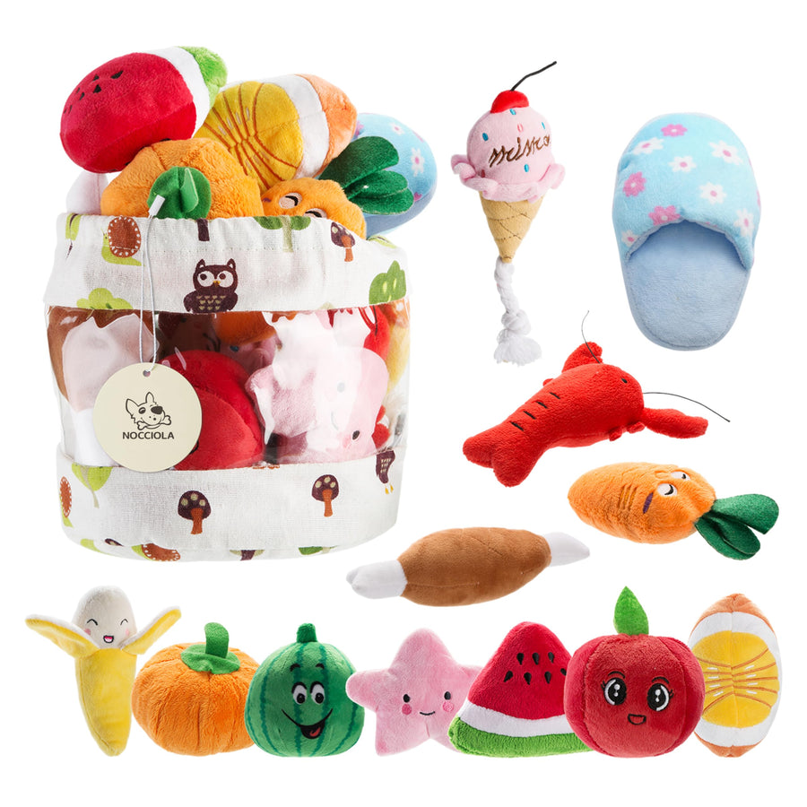 Dog Squeaky Toys, Plush Small Dog Toys for Dogs, Stuffed Dog Toys with Squeakers,12 pcs Puppy Toys with a Carrying Bag for Small Medium Size Dogs