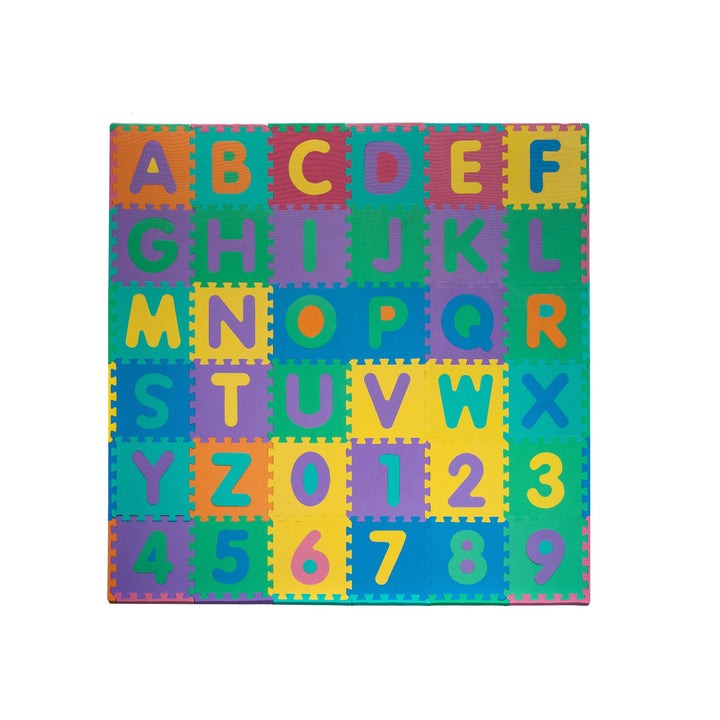 Kids' 96-Piece Foam Floor Alphabet and Numbers Puzzle Play Mat for Babies and Toddlers - Interlocking Tile Game by Trademark Games (Multicolored)