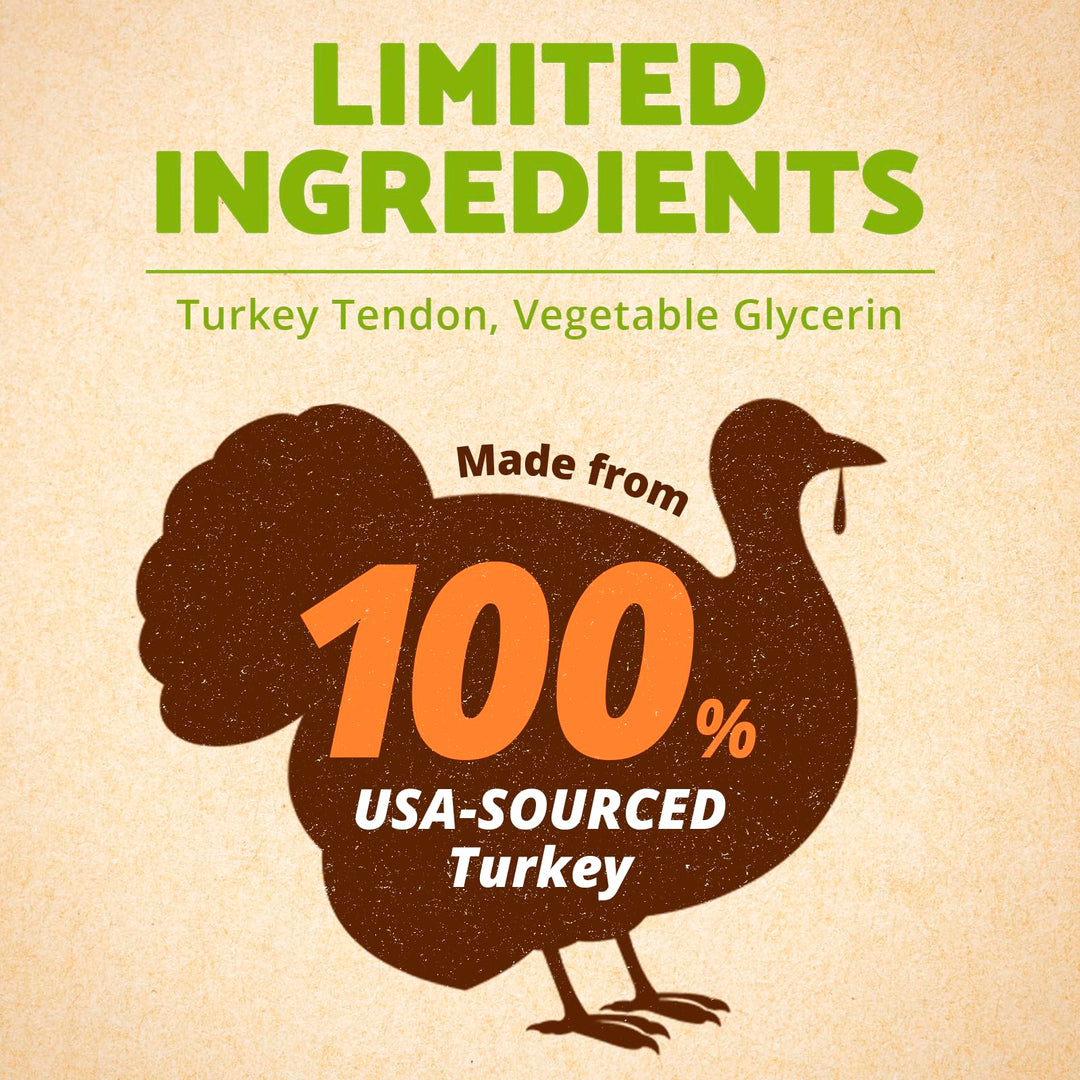 Afreschi Turkey Tendon for Dogs, Dog Treats for Signature Series, All Natural Human Grade Puppy Chew, Turkey Sourced from USA, Hypoallergenic, Rawhide Alternative, 10 Units/Box Bone (Large)