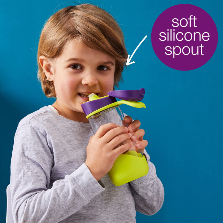b.box 15oz Sport Spout Bottle: Kids Water Bottle with Durable Tritan. Silicone Spout with Flip Top Lid, Leak Proof, Spill Proof, BPA Free (Indigo Rose, 15 oz)