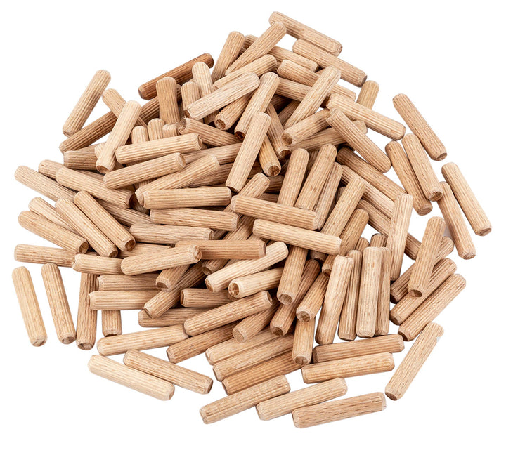 Fluted Wood Kiln Dowel Pins, 1/4 x 1- 100 Pieces, Made of Beechwood
