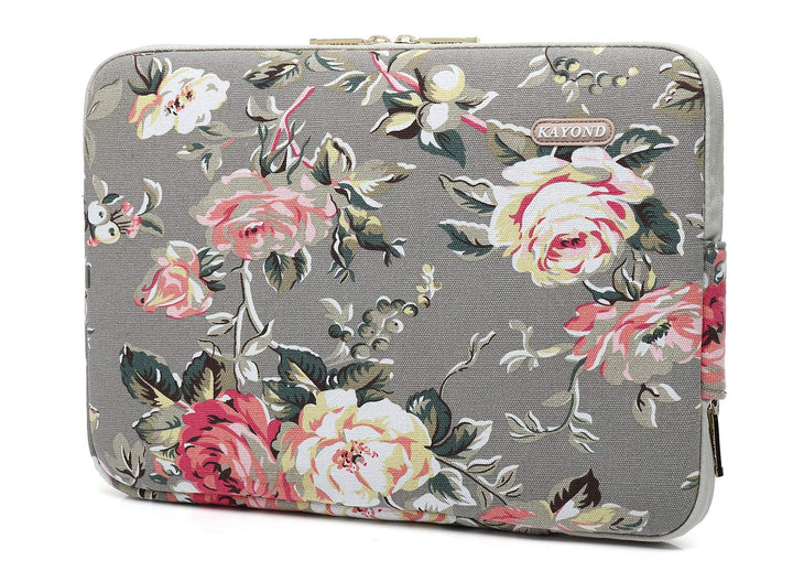 KAYOND Gery Rose Patten Canvas Water-Resistant 13.3 Inch Laptop Sleeve case for 12.5inch 13inch Notebook Computer 12.9 Pocket Tablet