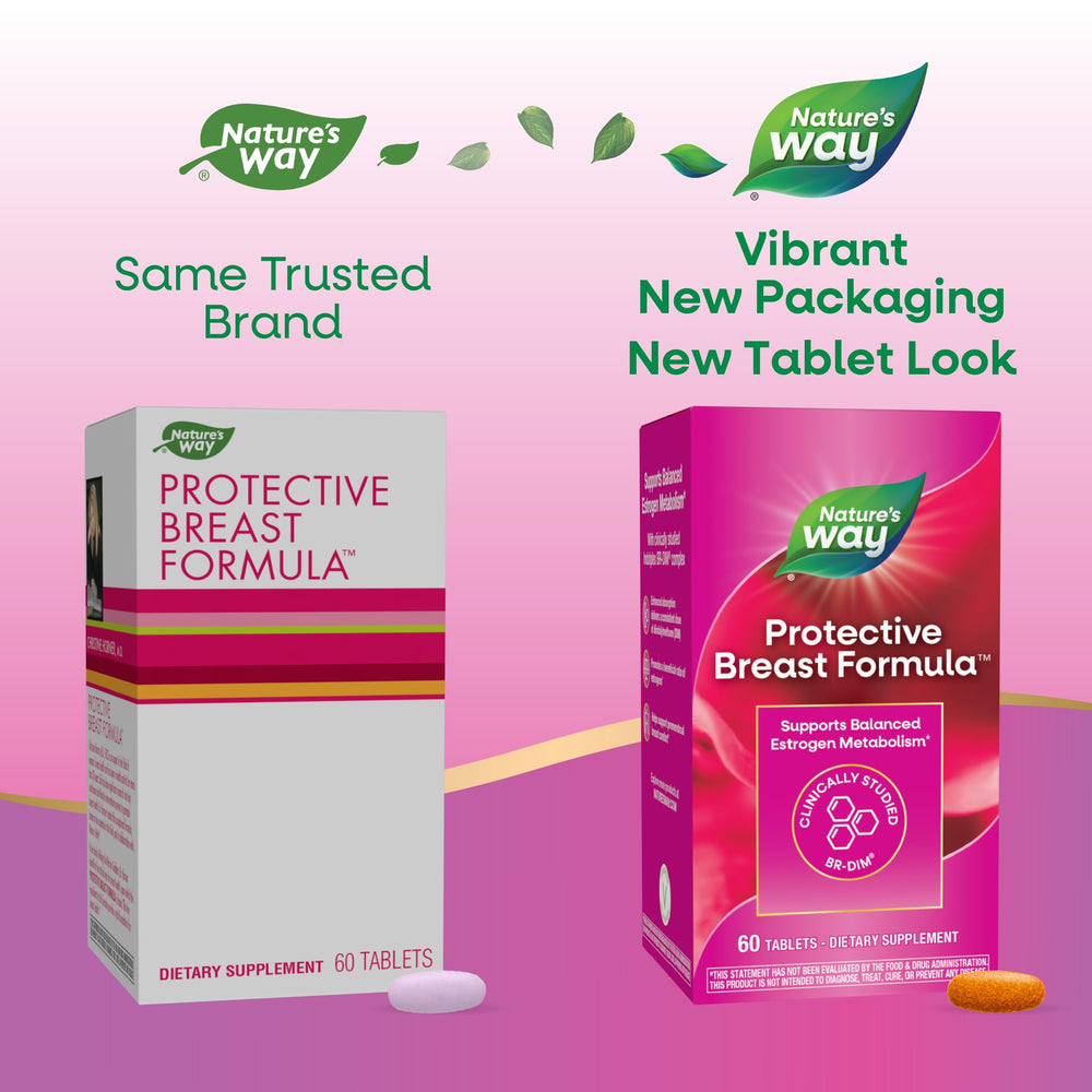 Protective Breast Formula, Supports Balanced Estrogen Metabolism*, Supports Premenstrual Breast Comfort*, with BR-DIM, Turmeric Extract, and Vitamin D3, 60 Tablets (Packaging May Vary)