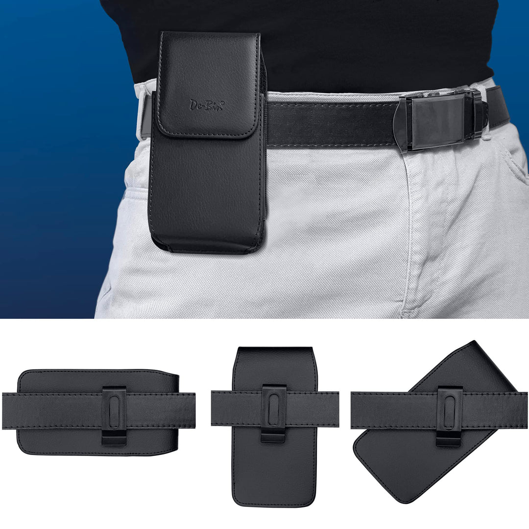 :iPhone 6 6s 7 Plus Vertical Leather Belt Case Clip Holster Pouch Carrying Sleeve (Fits iPhone 6 Plus 6s Plus 7 Plus With Otterbox Defender Case / Symmetry Case / Commuter Case / Lifeproof Case On)