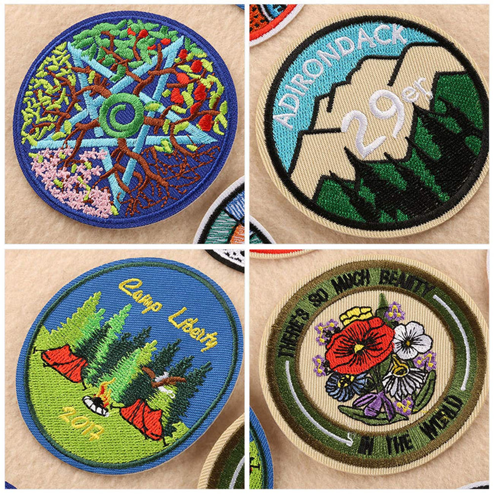9 PCS Traveller Iron On Patches Embroidered Badge Applique Outdoor Camping Travel Adventure Wild & Free Grand Canyon Arizona Adirondack Flora Patch for Cloth Jacket Jeans Backpack T-Shirt