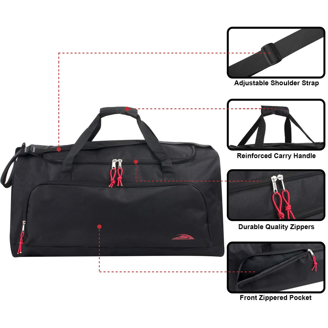 55 Liter, 24 Inch Lightweight Canvas Duffle Bags for Men &amp; Women For Traveling, the Gym, and as Sports Equipment Bag/Organizer (Black 2)