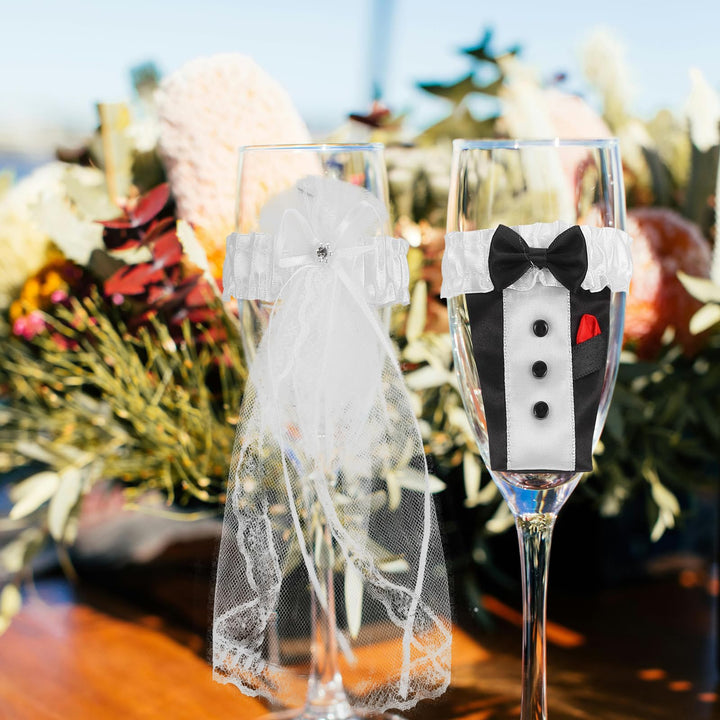 STOBOK 2pcs Wedding Wine Bag Bride and Groom Wine Bottle Cover Wedding Party Banquet Dinner Table Centerpieces Decoration