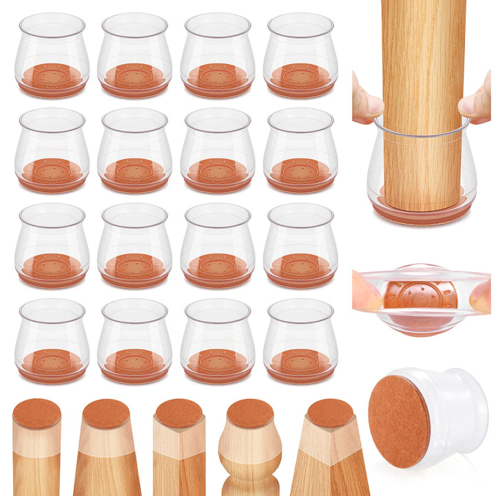 Chair Leg Floor Protectors, 24Pcs Silicone Covers for Hardwood Floors Felt Bottom Furniture Leg Cover Non Slip Leg Feet Protector, Chair Socks Pads Caps Reduce Noise Scratch