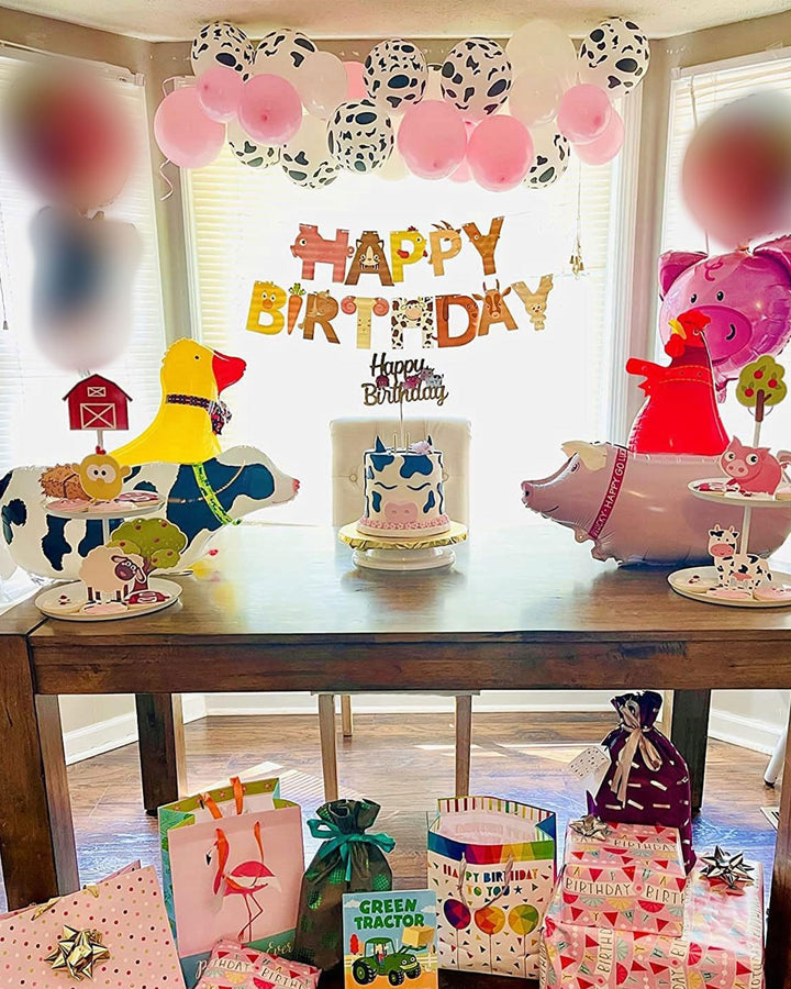Luxury Farm Animals Birthday Decoration Farm Animals Birthday Banner Farm Animals Party Supplies Cow Balloons for Animal Birthday