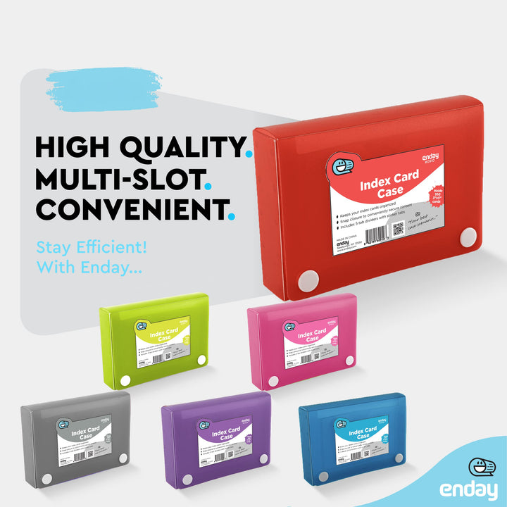 Index Card Holder Red, 3x5 Note Flash Card Organizer Case, File Box with 5 Dividers, Notecard Box Holds 100 Cards, Also Available in Blue, Purple, Green, Pink, Grey, 1 Pack – By