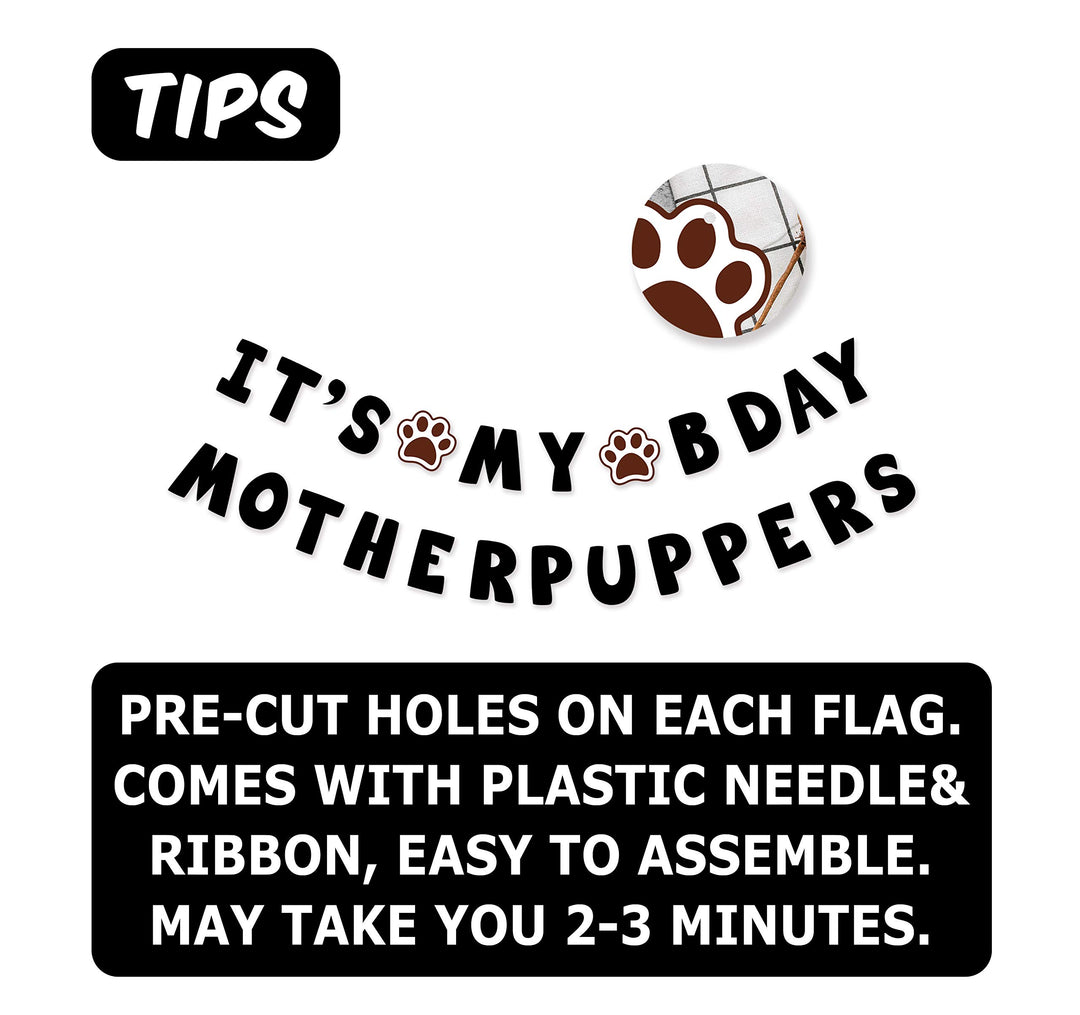 It’s My Bday Motherpuppers, Funny Dog Birthday Banner, Dog Paw Party Bunting Sign, Puppy Dog Pennant Decor