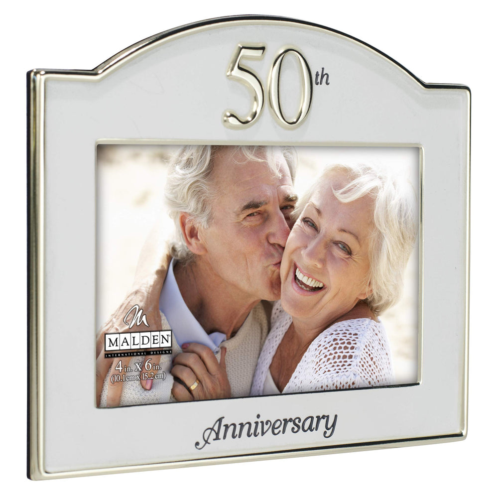 International Designs Wedding 50th Anniversary Two Tone Picture Frame, 4x6, Gold/Silver
