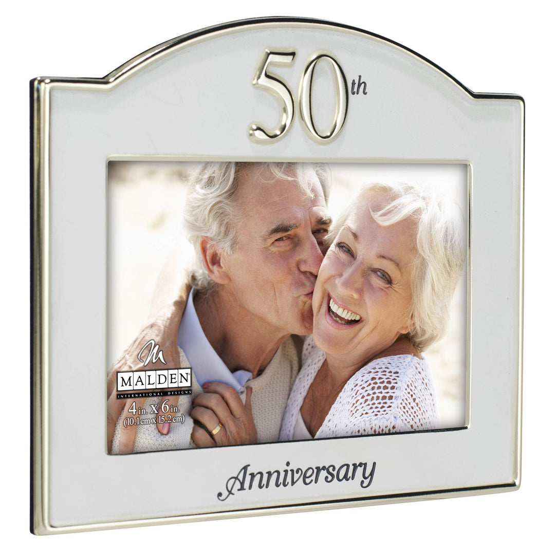 International Designs Wedding 50th Anniversary Two Tone Picture Frame, 4x6, Gold/Silver