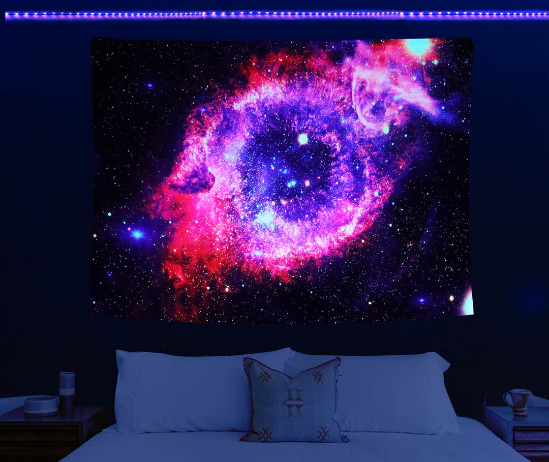 Blacklight Space Tapestry Galaxy Eye Tapestry Wall Hanging For Bedroom Aesthetic Psychedelic Tapestry Glow in The Dark(50*60(130*150cm))