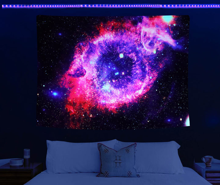 Blacklight Space Tapestry Galaxy Eye Tapestry Wall Hanging For Bedroom Aesthetic Psychedelic Tapestry Glow in The Dark(50*60(130*150cm))