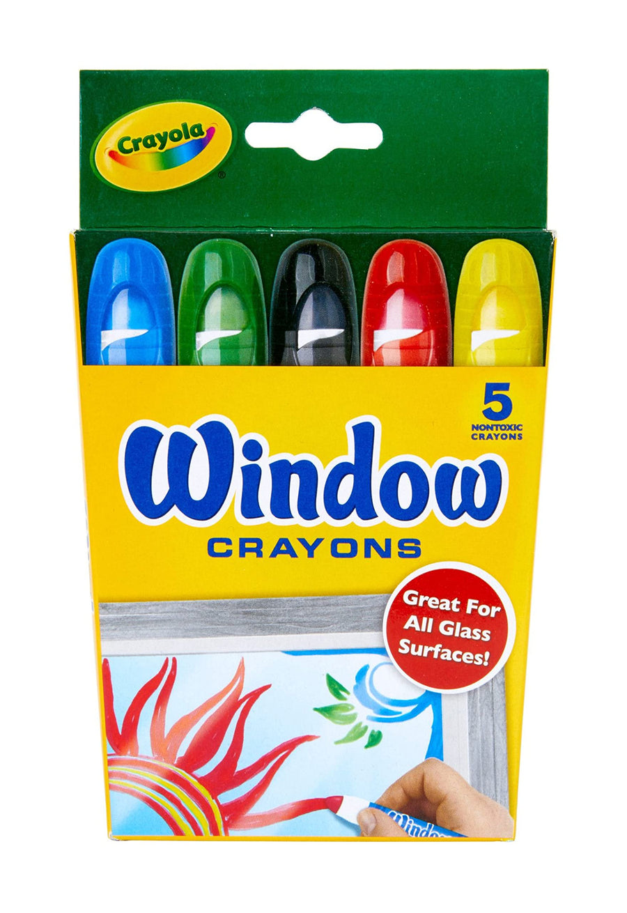 Washable Window Crayons, Glass and Window Art Supplies, Assorted Colors, 5 Count, Gift for Boys & Girls