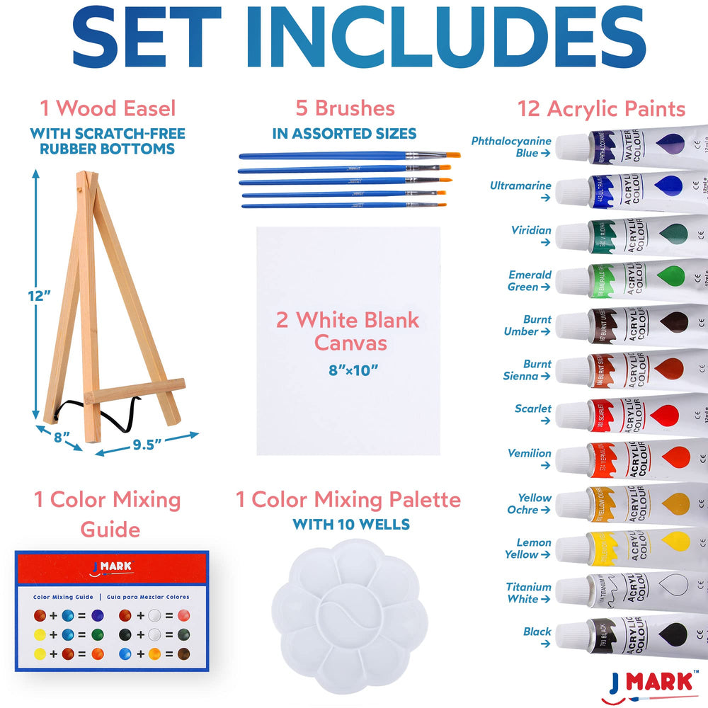 J MARK Painting Kit Includes Acrylic Paint Set, 8 x 10 