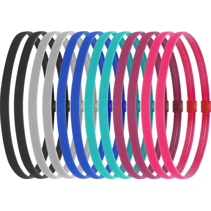 12 Pieces Thin Non-Slip Elastic Sport Headbands, Hair Bands with Non Slip Silicone Grip Exercise Hair Sweatbands for Men Women Football Basketball Soccer Tennis Yoga (Multi-Colors)