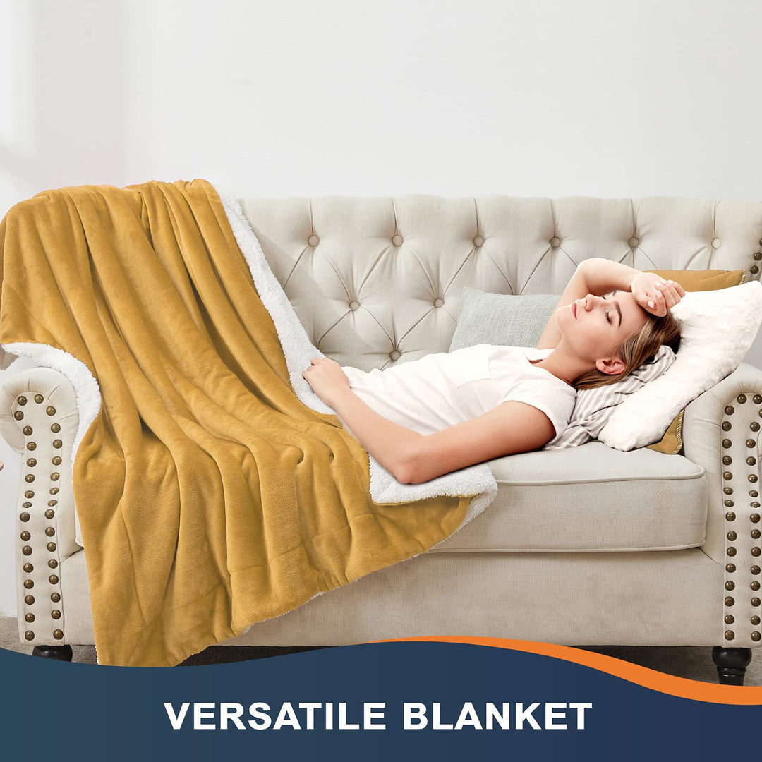Sherpa Fleece Blanket (King Size 108”x90” Honey Gold) Plush Throw Fuzzy Super Soft Reversible Microfiber Flannel Blankets for Couch, Bed, Sofa Ultra Luxurious Warm and Cozy for All Seasons