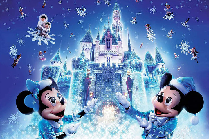 Snow Castle Christmas Diamond Painting for Adults Kids Beginners,5D Full Round Drill Mickey Diamond Arts Craft for Home Wall Holiday Favorite Decoration