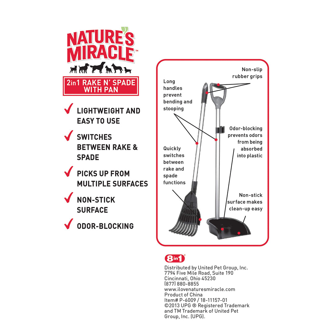 Nature&#39;s Miracle 2-in-1 Rake N’ Spade With Pan, Scoop, For Pet Cleanup