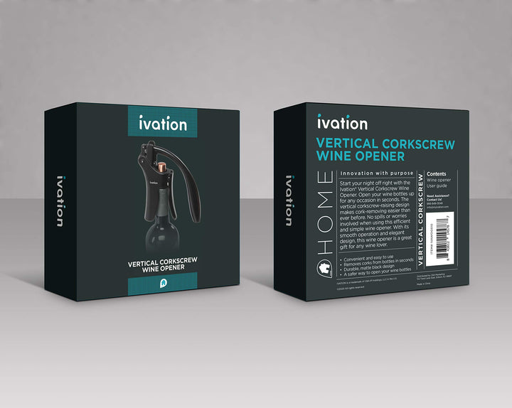 Ivation Wine Bottle Opener | Manual Handheld Corkscrew 