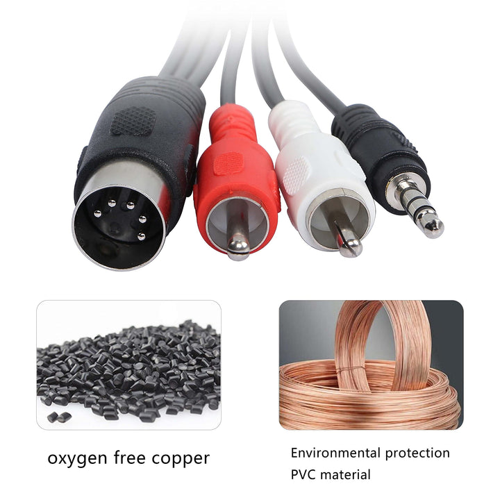 XMSJSIY Din MIDI 5 Pin to RCA and 3.5mm Cable, 5 Pin DI