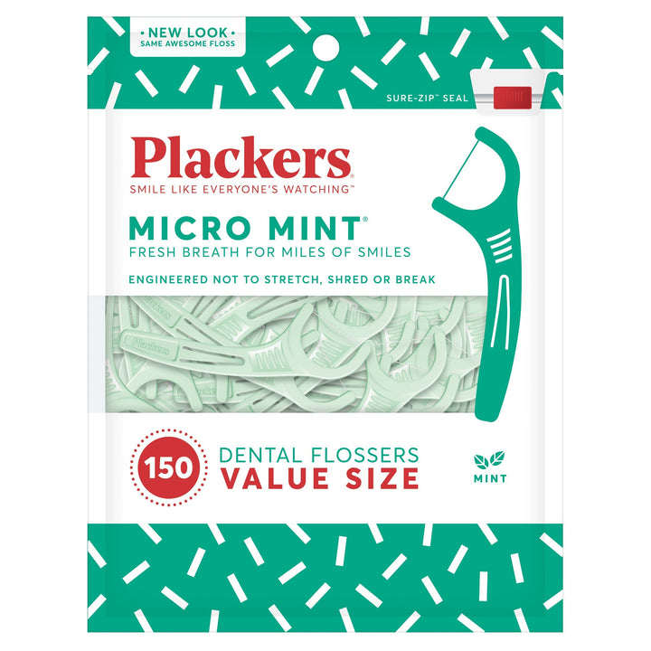 Plackers Micro Mint Dental Floss Picks, 150 Count, 2 Pa