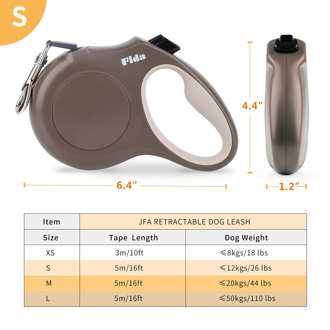 Fida Retractable Dog Leash, 16 ft Dog Walking Leash for