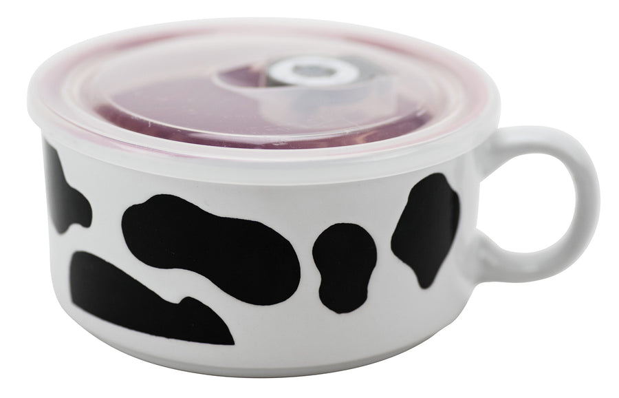 Souper Mug with Lid, Udderly Cows Collection, 22oz Capacity, Hand Painted