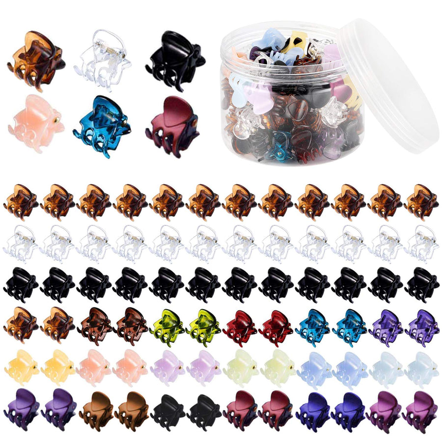 Mini Hair Claw Clips for Girls and Women, 72 Pcs Small Hair Clips Pins Clamps Non Slip Tiny Plastic Jaw Clips (Assorted Colors)