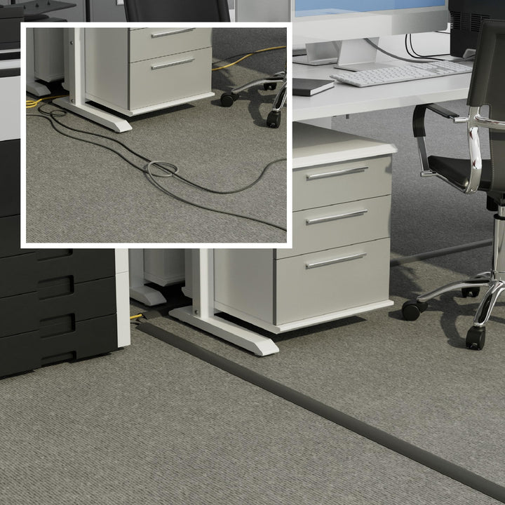 6ft Floor Cord Cover, Cable Protector, Hide Extension Cords, Protect Cords, Prevent Cable Trips, Heavy Duty Cord Hider - Cable Cavity = 0.63 (W) x 0.31 (H) - Gray