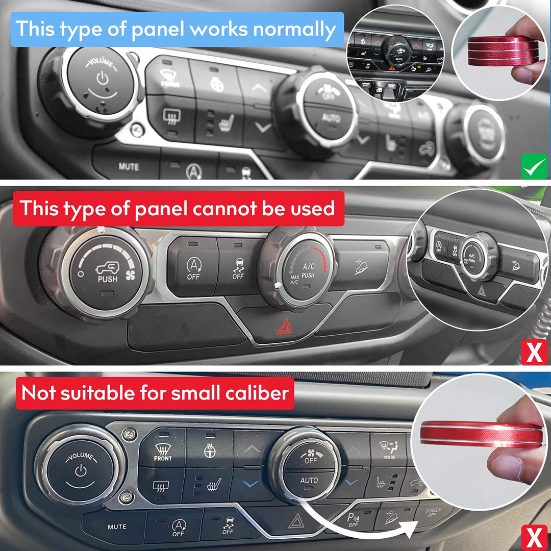 JL JLU Gladiator JT Climate Volume Auto Knobs Ring Air Conditioner Headlight Switch Trim Cover Center Console Knob fit for 2018-2021 Jeep Wrangler JL JLU Gladiator JT Accessories 4pcs (Black)